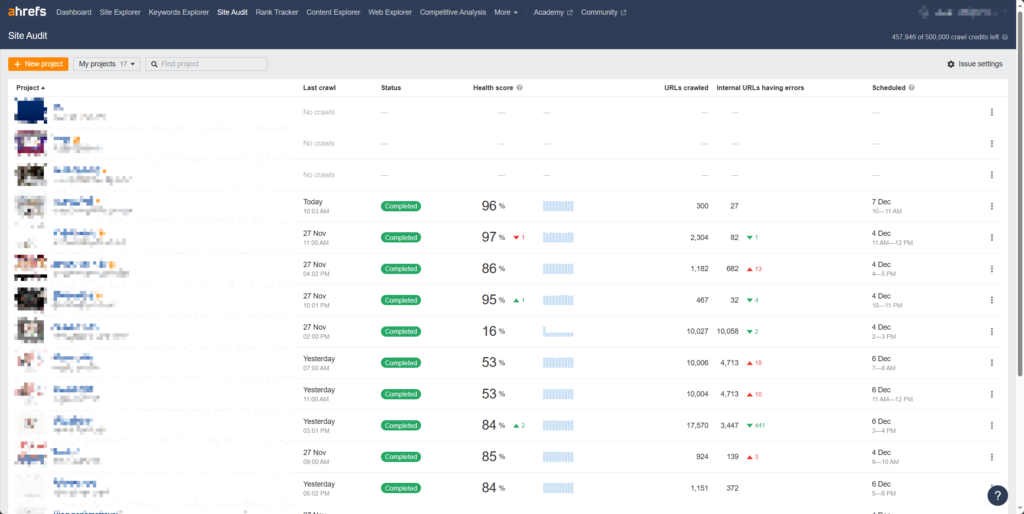 ahrefs site audit