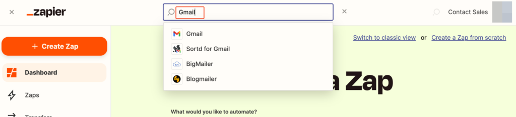 搜尋框內找Gmail_Zapier