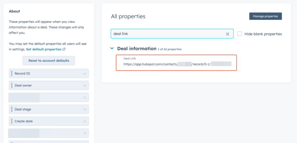 hubspot Deal Link