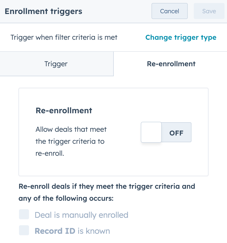 hubspot workflow Re-enrollment