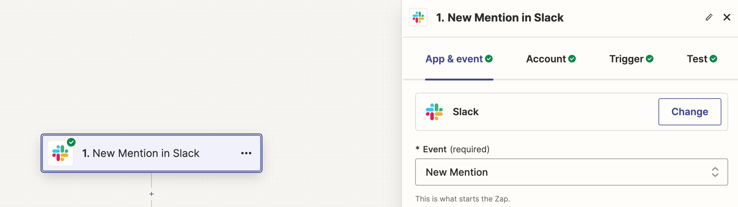 Zapier - setting slack trigger