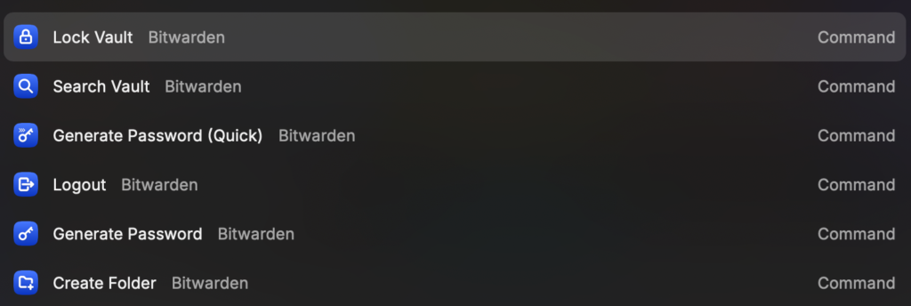 Bitwarden in Raycast